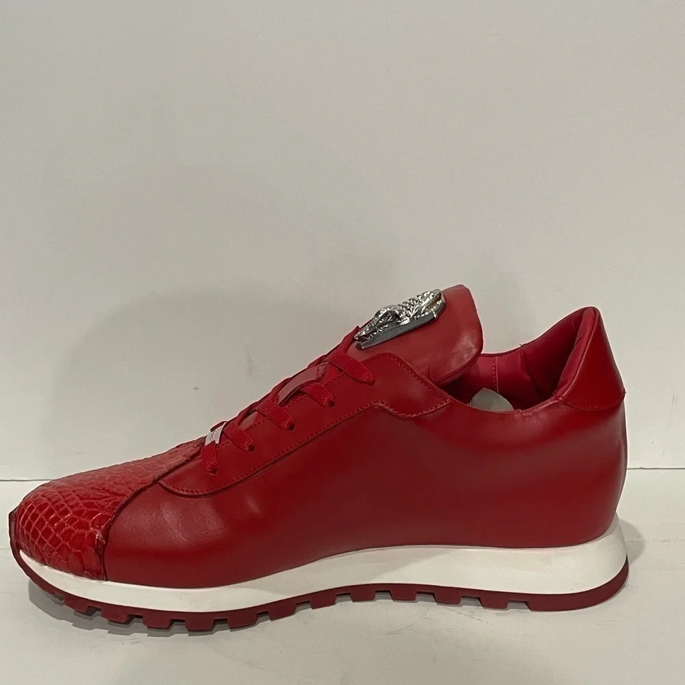 Fennix Italy shoes casual sneaker red leather calf/alligator